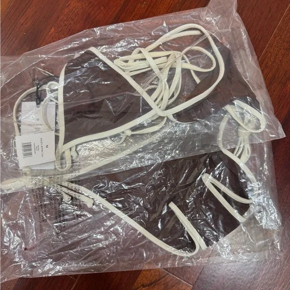 Onia Brown and Cream Cleo Bikini Set Rum/Egret Size M - Picture 4 of 4